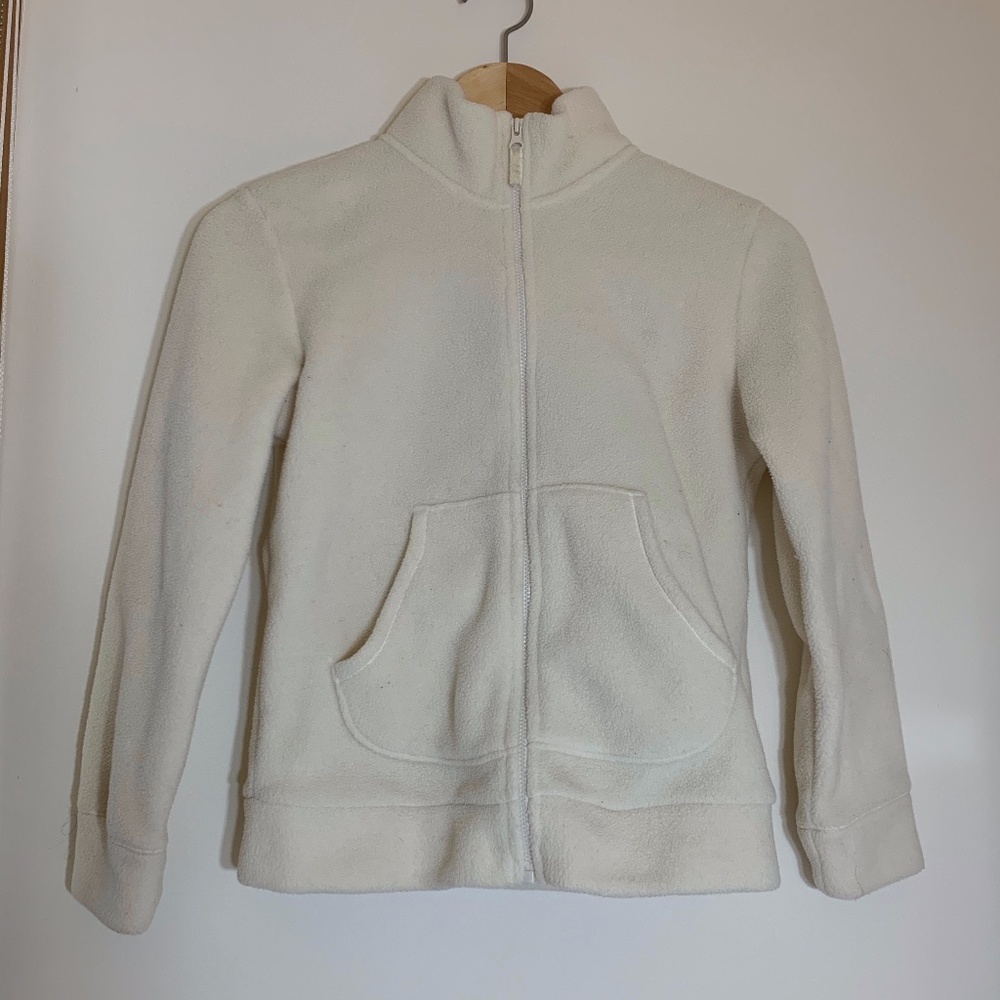 Uniqlo kids white fluffy fleece jacket